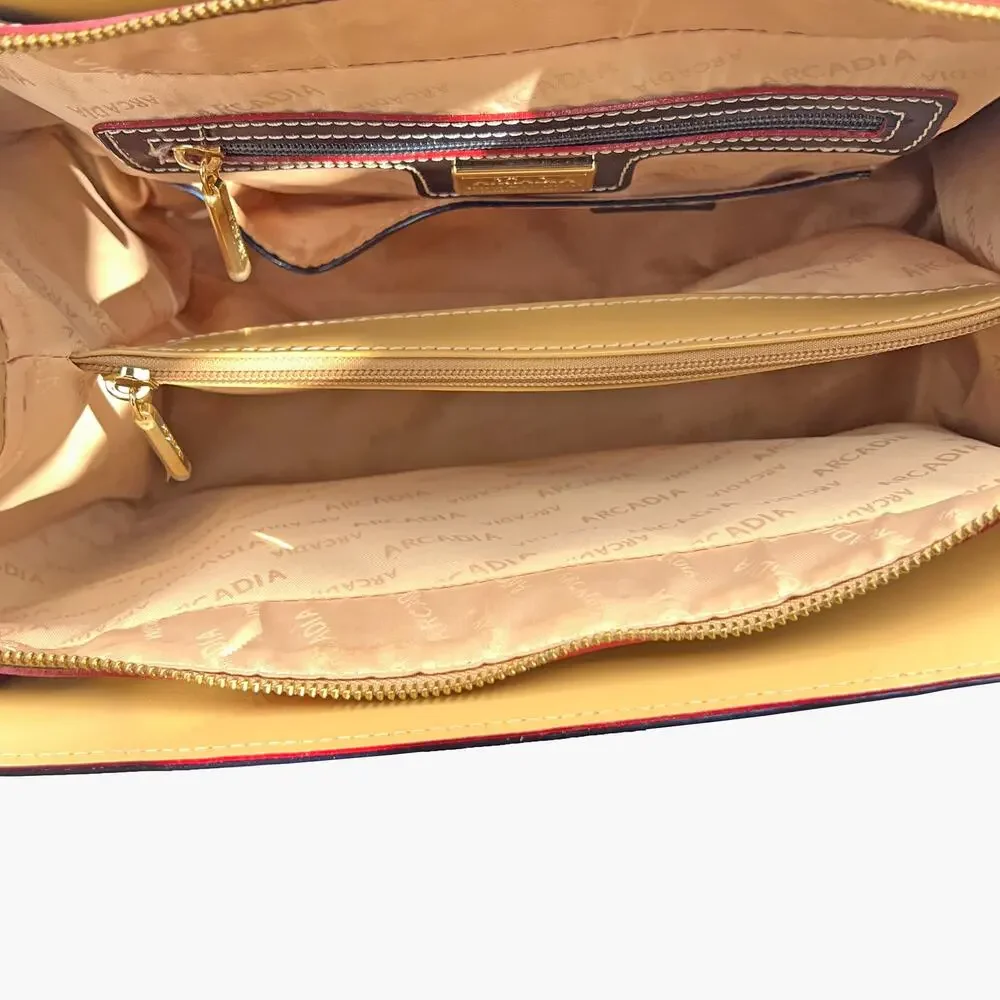 ARCADIA Patent Leather Logo Embossed Business Large Top Handles Tote Bag (Blue) - Picture 13 of 14